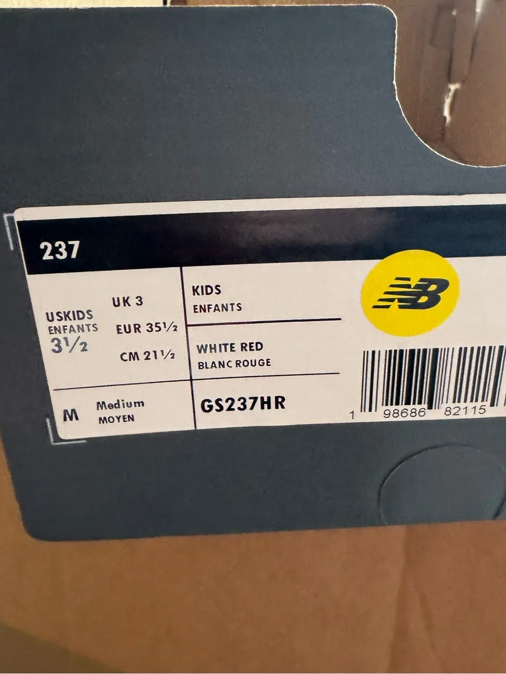 New Balance 237 3.5Y/5W, Brand NEW